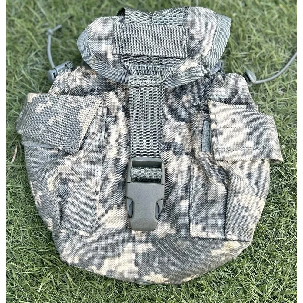 3 Military Pouches: 2 QT Canteen Pouch, 6 Mag Bandoleer Ammo, Improved First Aid